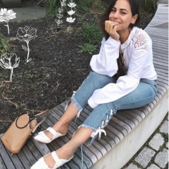 HIDDEN Tracey Lace Up High Rise Boho Straight Raw Hem Jeans Size 27 - Picture 5 of 10